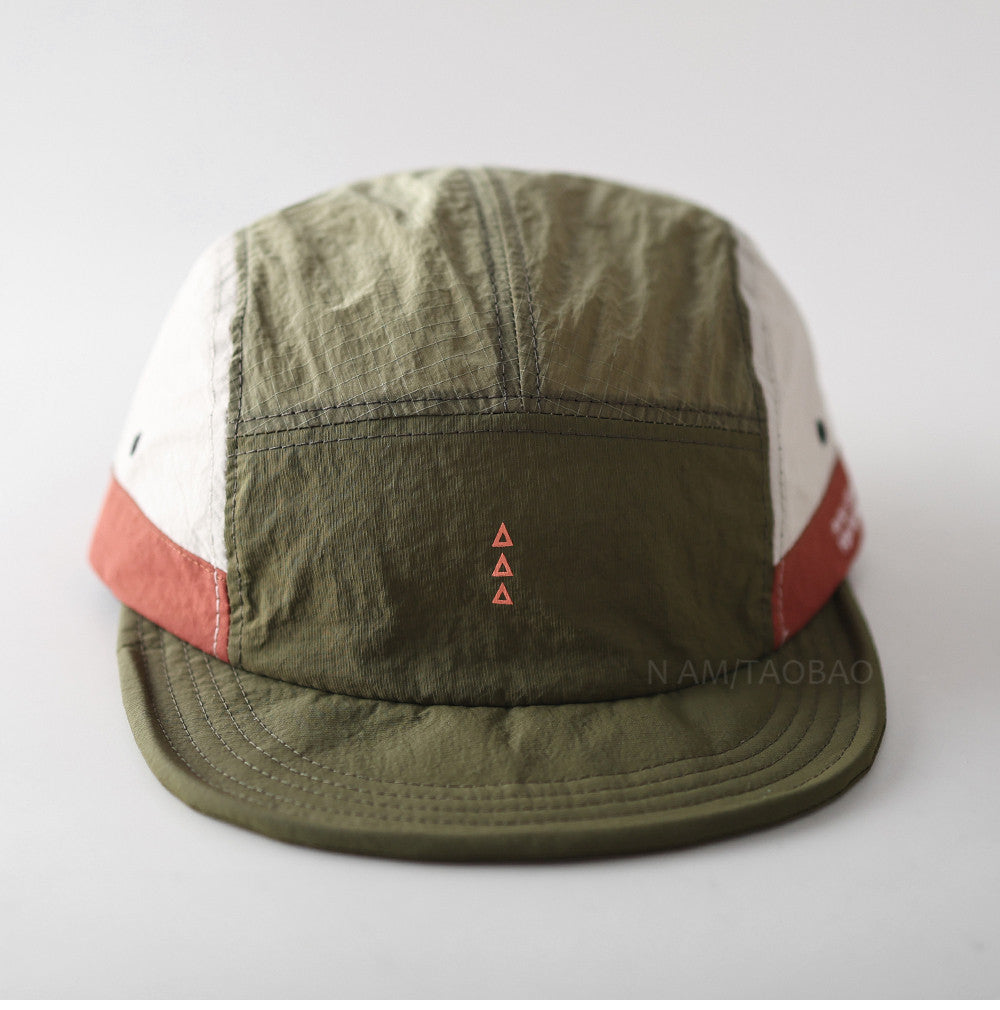 Quick-Dry Color-Block Short Brim Cap – Letter Print Sporty Unisex – cap | japanese streetwear | vintage workwear | unisex | Yamalinclothes
