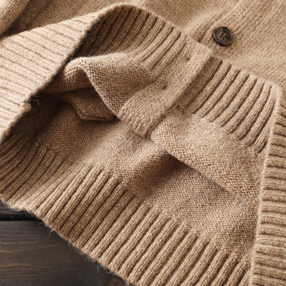 Alpaca Wool Blend Stand-Collar Knit Cardigan – Thickened Oversized Unisex