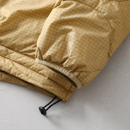 Collarless Down Jacket – Wave Quilting & Snap Front