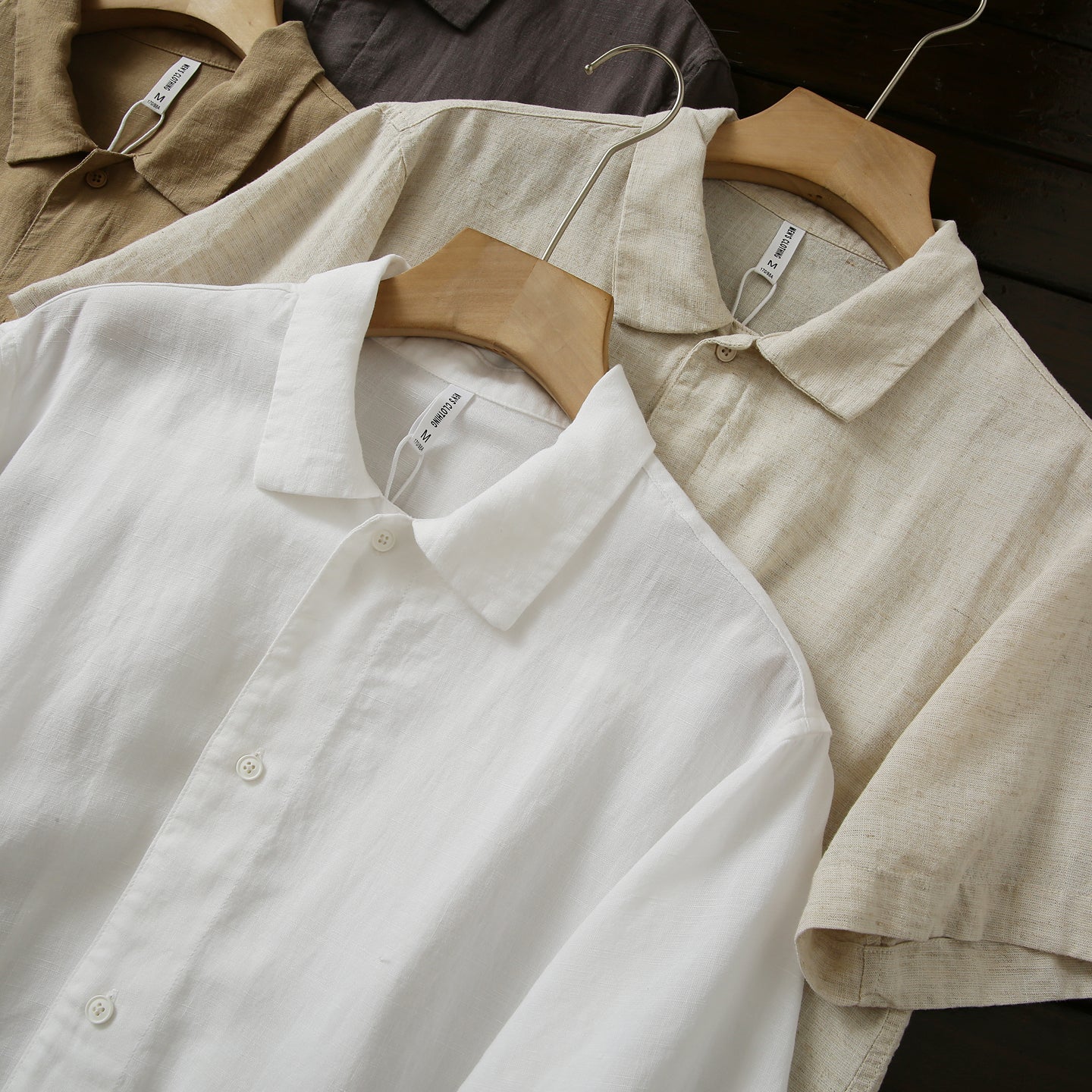 Cool Antibacterial Linen/Lyocell Men's Summer Turn-down Collar Loose Casual Short Sleeve Shirt Top