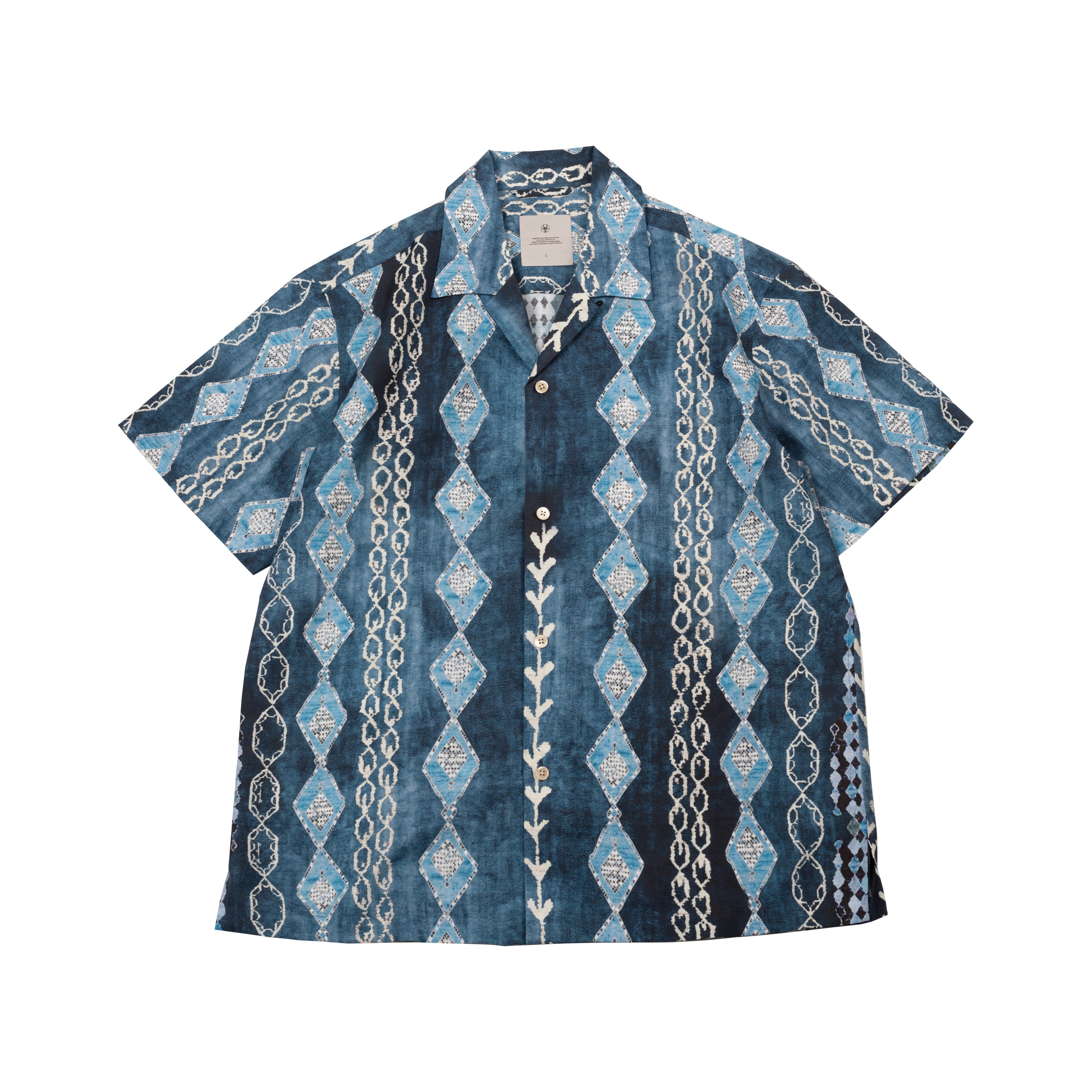 Cuban Collar Vintage Short Sleeve Shirt Hawaiian Print Tencel Ramie Shirt American Casual