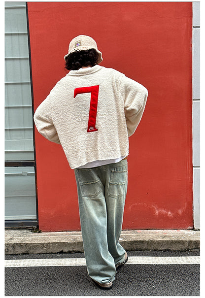 Remedy Inge Sheep” Embroidered Unisex Sweater – American Turn-Down Collar Spring/Autumn Knit
