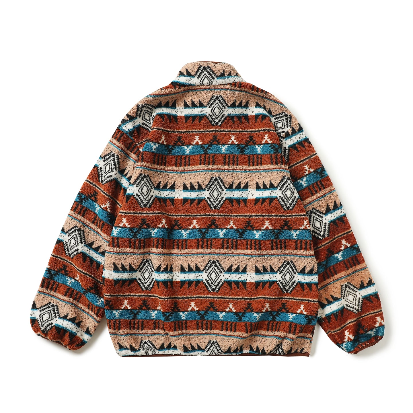 Fair Isle Lamb-Wool Stand-Collar Half-Zip Sweater – Loose Fit Unisex