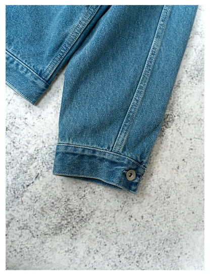 Single Pocket Short Denim Jacket – Loose Unisex Casual Streetwear