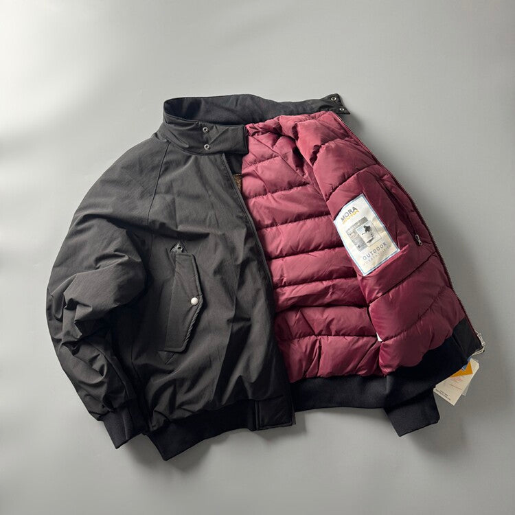 90% Duck Down Harrington Stand-Collar Jacket – Japanese Retro Thickened Unisex