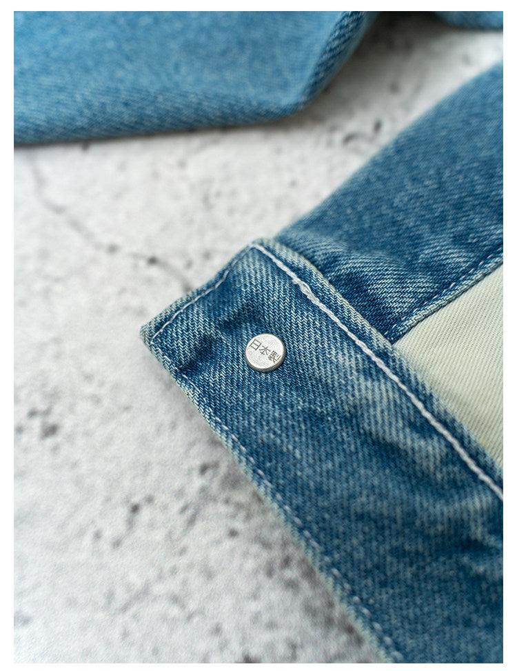 Single Pocket Short Denim Jacket – Loose Unisex Casual Streetwear
