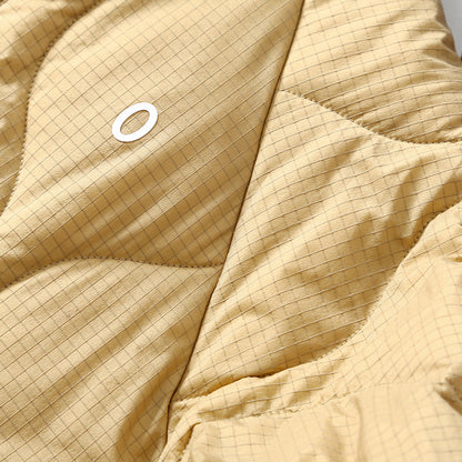 Collarless Down Jacket – Wave Quilting & Snap Front