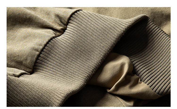 Vintage Washed Leather-Collar Cargo Jacket - Loose Barn Coat (Unisex)