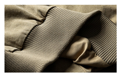 Vintage Washed Leather-Collar Cargo Jacket - Loose Barn Coat (Unisex)