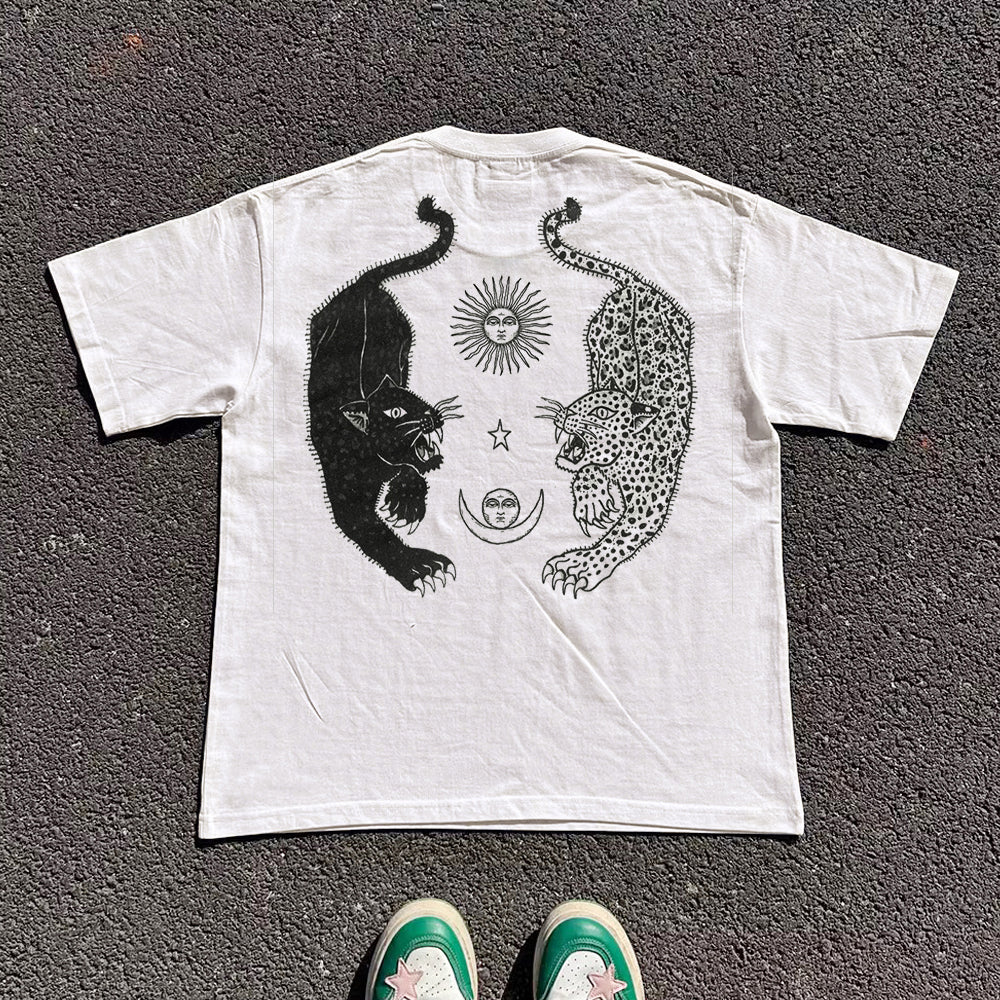 Heavyweight 255G! Day and Night Alternate Oversize West Coast Short Sleeve Couple's Outfit for Men and Women