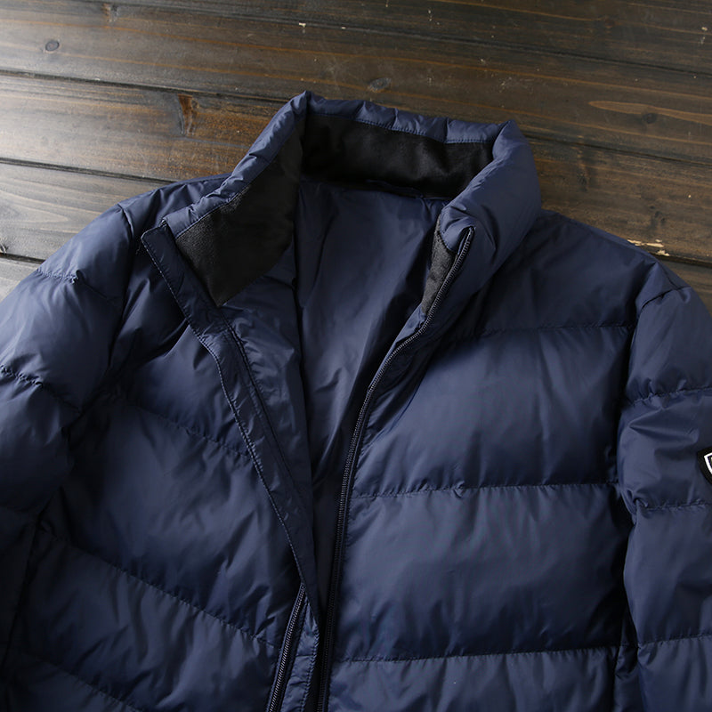 Men's Plus Size Lightweight High-Fluffy Down Jacket - Winter Stand Collar Warm Export Overstock Coat