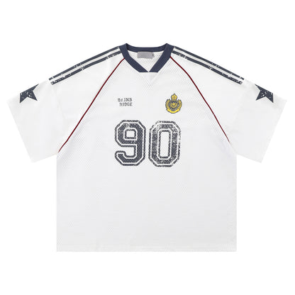 American Street Style T-Shirt for Men and Women 2025 Summer Rugby Jersey Short Sleeve Oversize Loose Casual Top