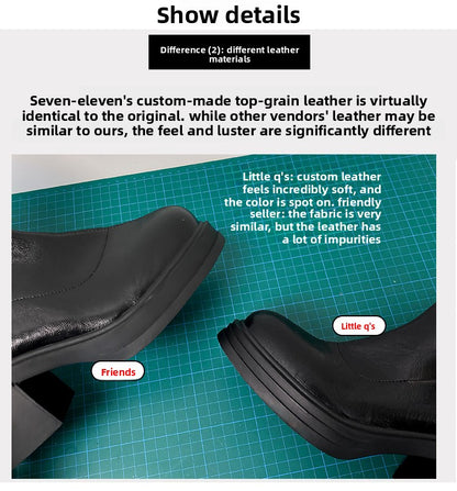 Women's Retro Genuine Leather Martin Boots - Brown Cowhide Thick-Soled Back-Zip Chunky Heel Boots