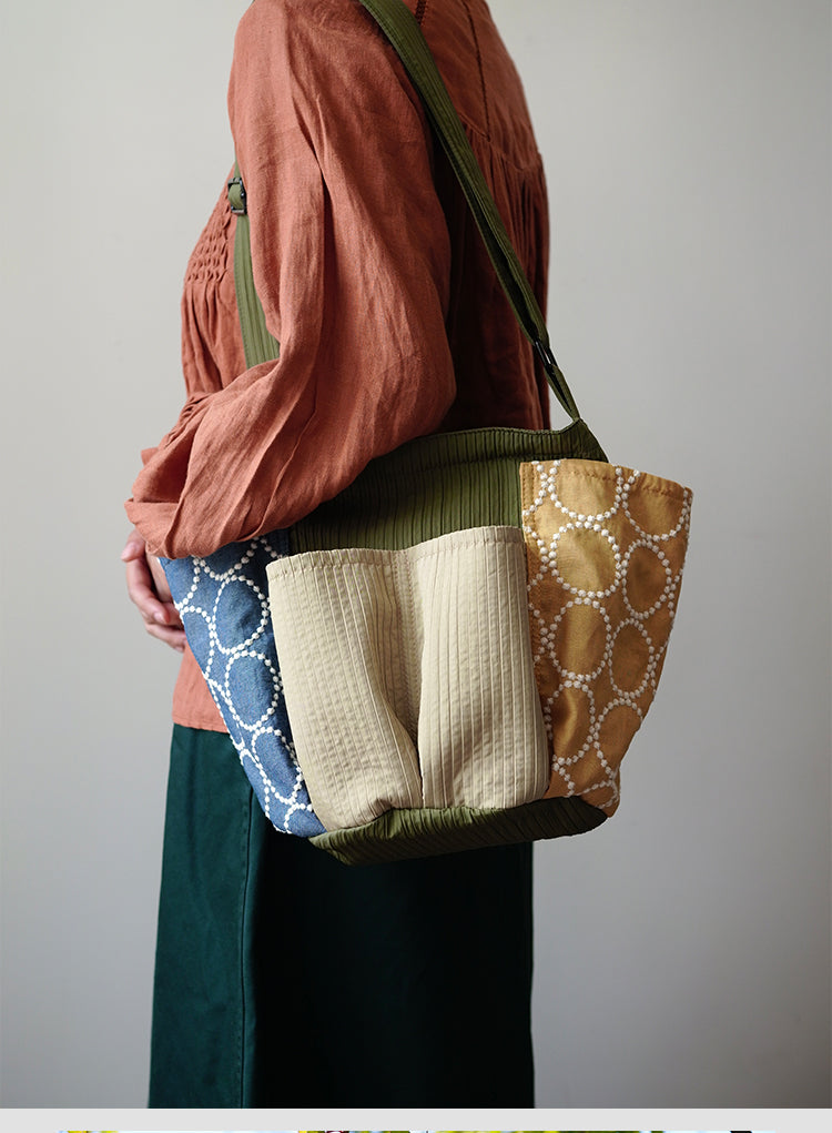 Original Patchwork Large Capacity Crossbody Bag Retro New Chinese Style Embroidered Tote Bag for Women