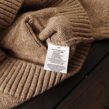 Alpaca Wool Blend Stand-Collar Knit Cardigan – Thickened Oversized Unisex