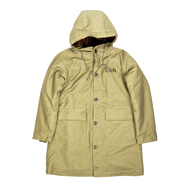 Heavy Wool Hooded Deck Parka – Long Padded Military-Style Jacket