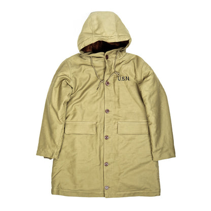 Heavy Wool Hooded Deck Parka – Long Padded Military-Style Jacket