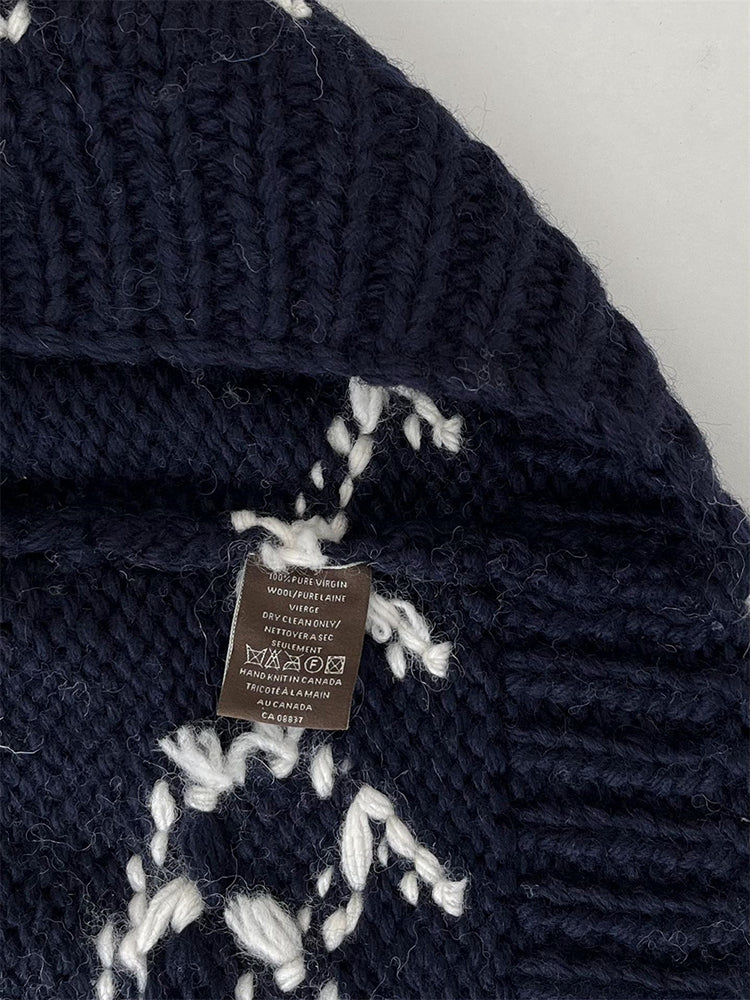 Handmade Wool Zipper Knit Sweater Coat