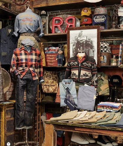 RRL Motorcycle Club Jacquard Cardigan – Heavy Retro Green Knit (Unisex)