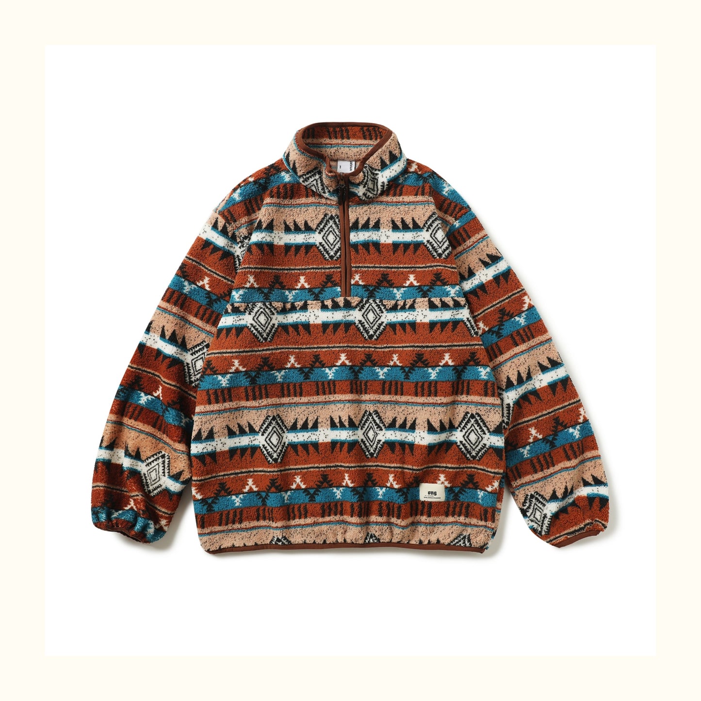 Fair Isle Lamb-Wool Stand-Collar Half-Zip Sweater – Loose Fit Unisex