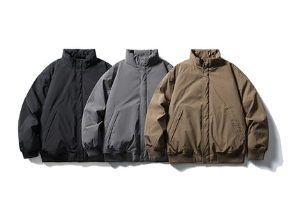 American Retro Basic Stand Collar Workwear Down Jacket for Men Winter Versatile Couple White Duck Down Coat