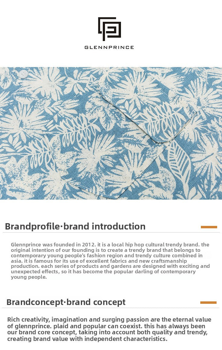 Japanese Retro Floral Cotton Linen Short Sleeve Shirt Men Summer Hong Kong Style Trendy Beach Casual Floral Shirt