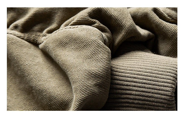 Vintage Washed Leather-Collar Cargo Jacket - Loose Barn Coat (Unisex)