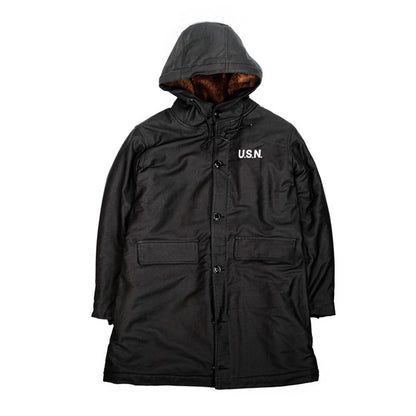 Heavy Wool Hooded Deck Parka – Long Padded Military-Style Jacket