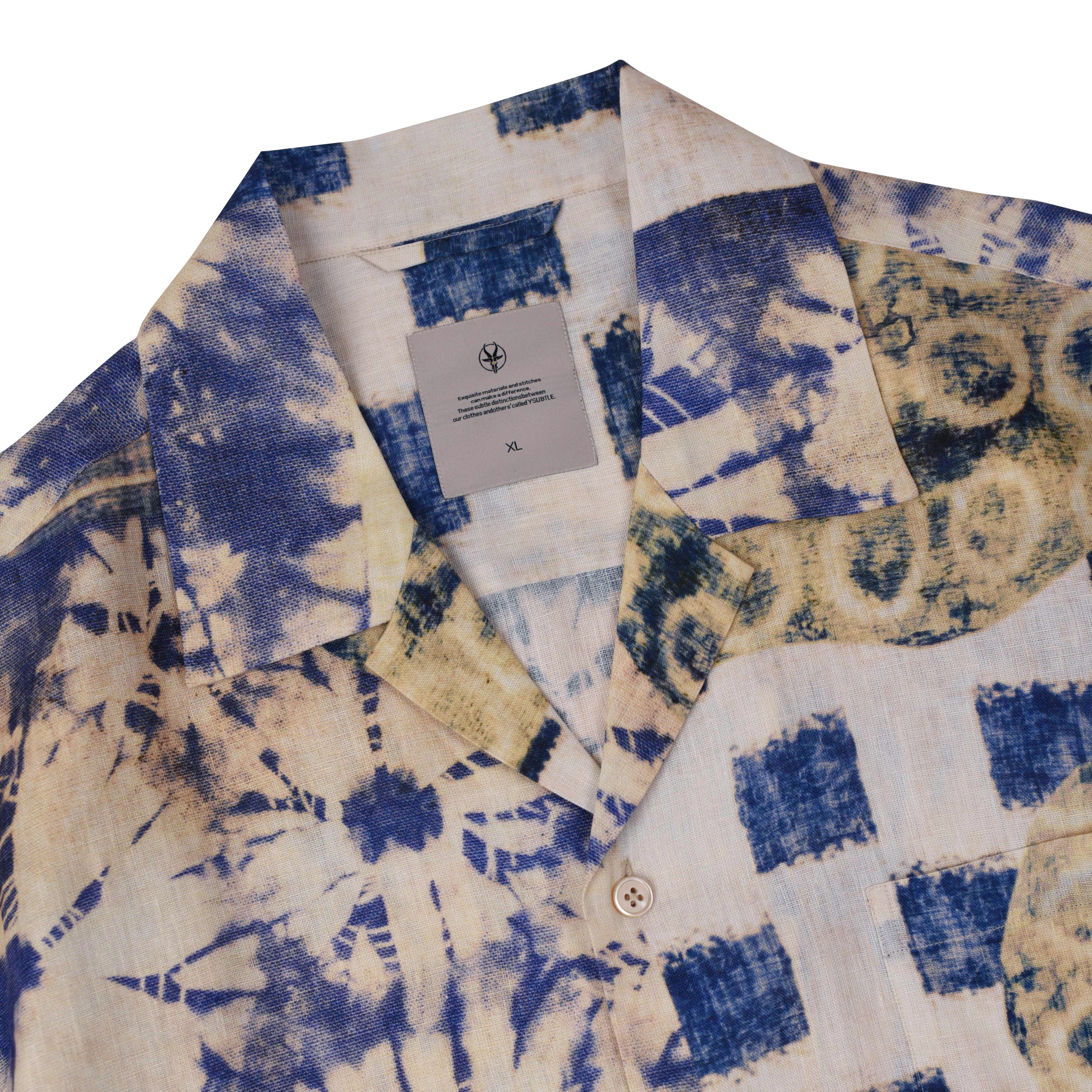 Summer New Hawaiian Print Sleeve Shirt 70% Tencel 30% Linen Shirt Japanese Retro Loose Shirt for Men