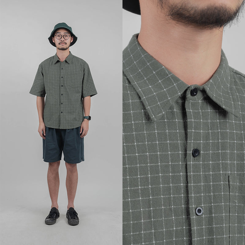 Summer Plaid Short Sleeve Shirt Fleece Unisex Loose Japanese Style Literary Casual Thin Versatile Shirt