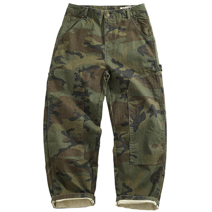 Men's American Retro Logging Work Pants - Loose Straight Washed Cotton Camouflage Casual Pants