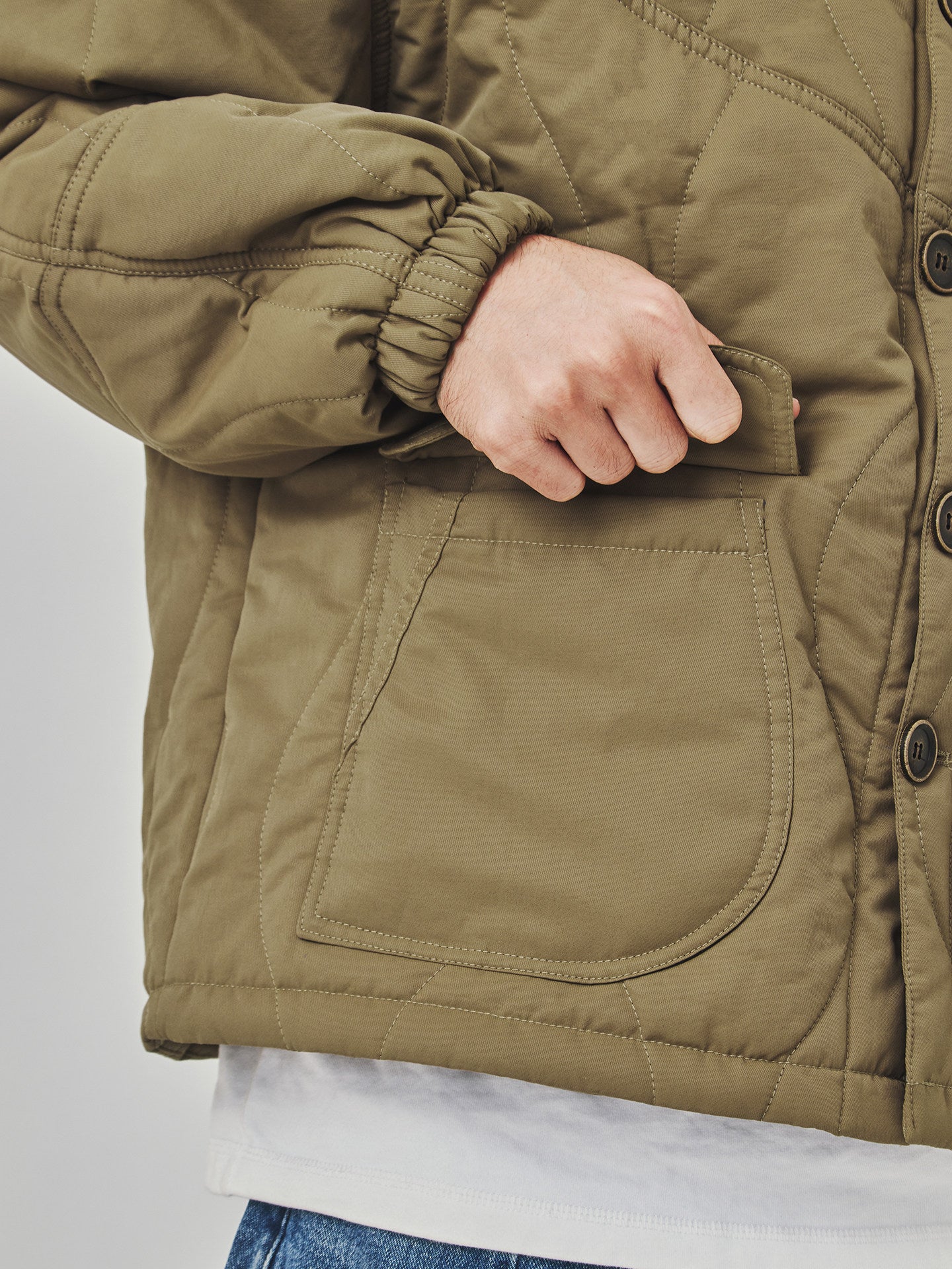 Stand Collar Cotton Padded Jacket - Large Pocket Thick Winter Coat (Men)