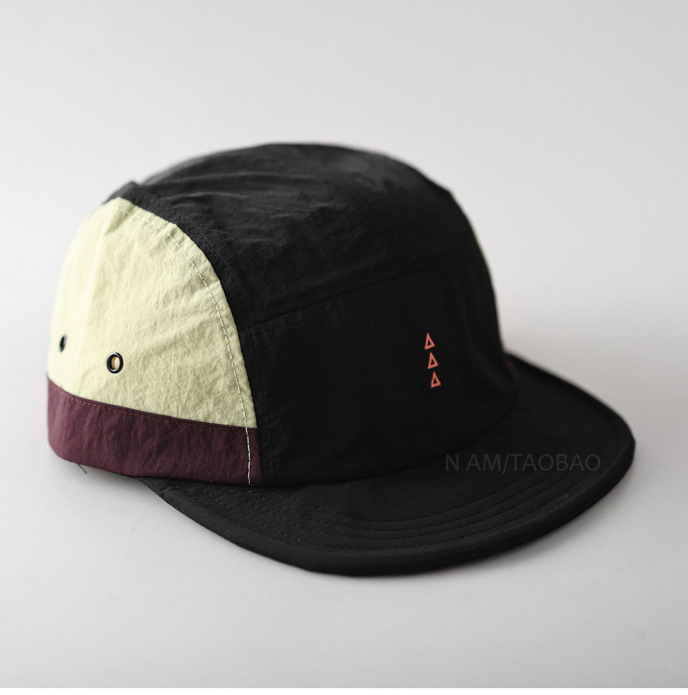 Quick-Dry Color-Block Short Brim Cap – Letter Print Sporty Unisex – cap | japanese streetwear | vintage workwear | unisex | Yamalinclothes