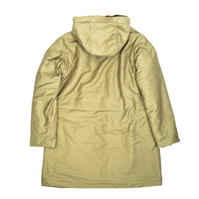 Heavy Wool Hooded Deck Parka – Long Padded Military-Style Jacket