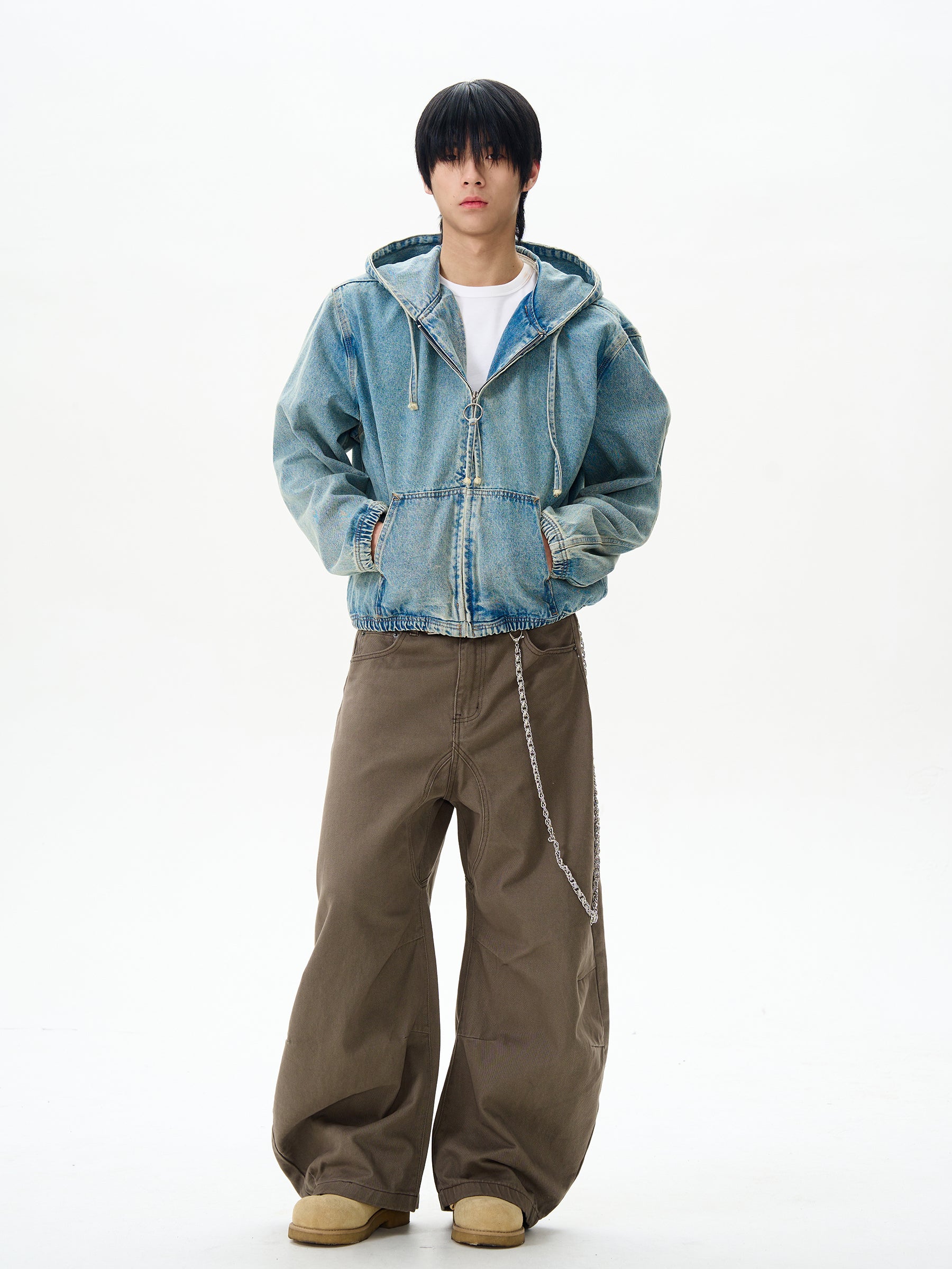 American High Street Hooded Denim Jacket for Men, Trendy Brand with High-End Feel, Cool and Unique Jacket for Couples