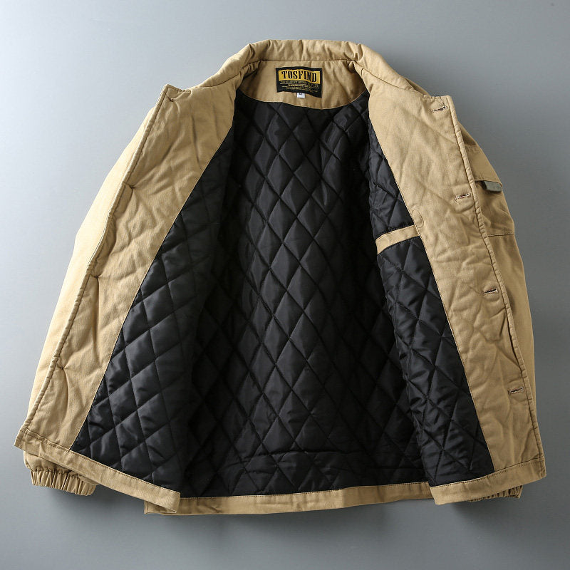 Japanese Retro Washed Multi-Pocket Military Workwear Jacket - Thickened Cotton Coat