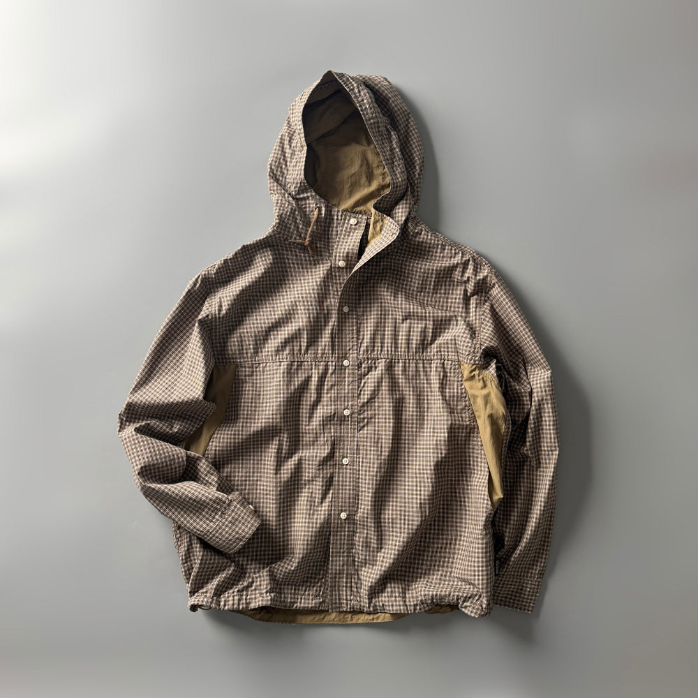 Mountain Style Camping Outdoor Jacket Spring Summer New Hooded Plaid Loose Casual Yarn-Dyed Men's Coat Top