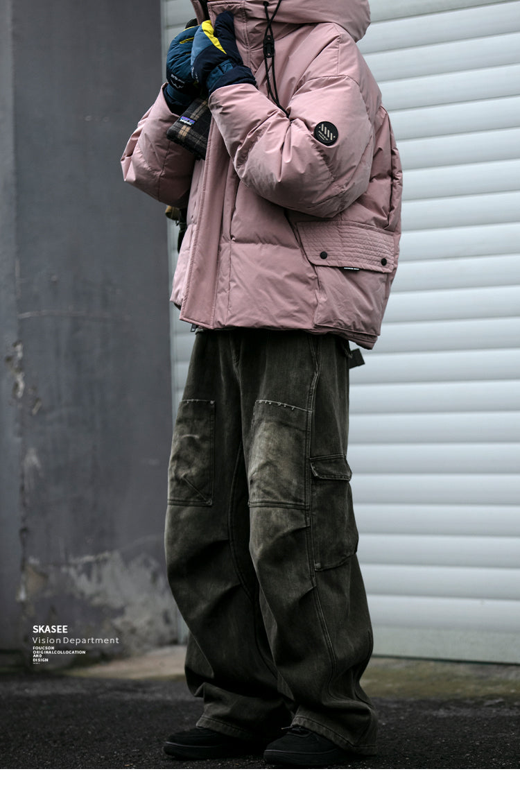 Cleanfit Deconstructed Patchwork Design Down Jacket for Men Winter Couples Outdoor Windproof Workwear 90 White Duck Down Coat