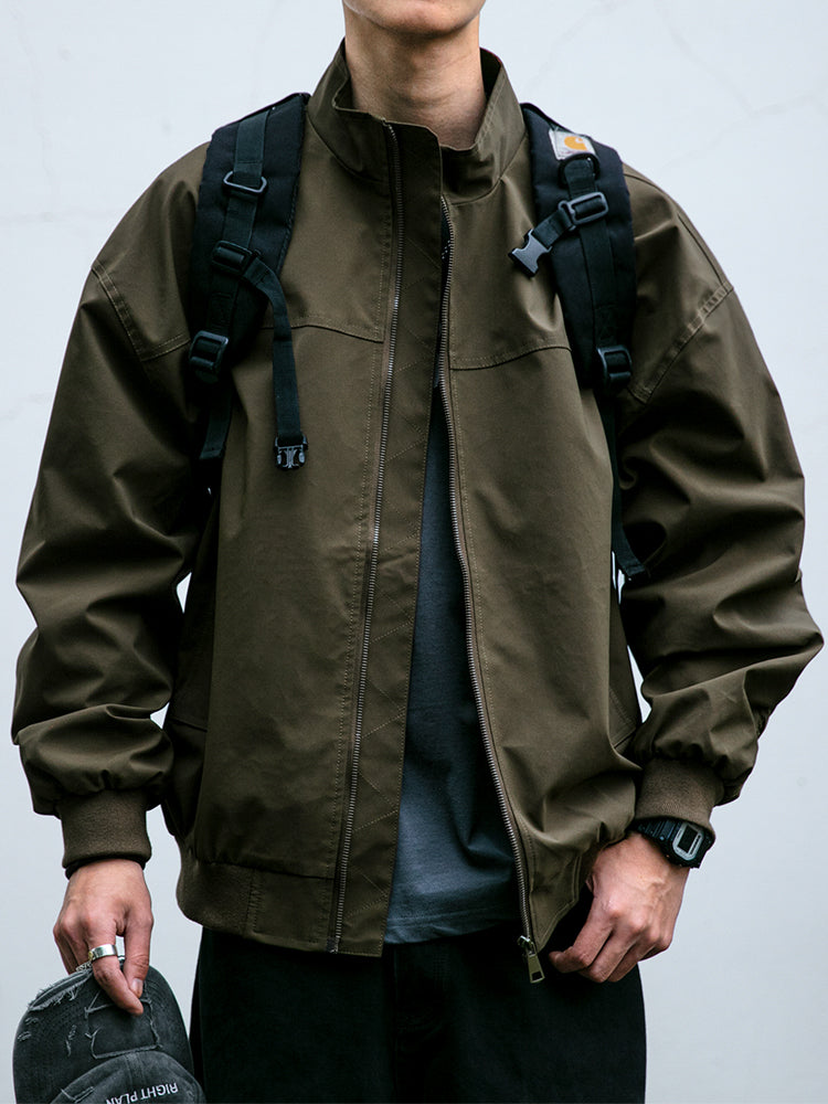Men's American Style Waterproof Coach Jacket - Trendy Stand Collar Outdoor Windbreaker