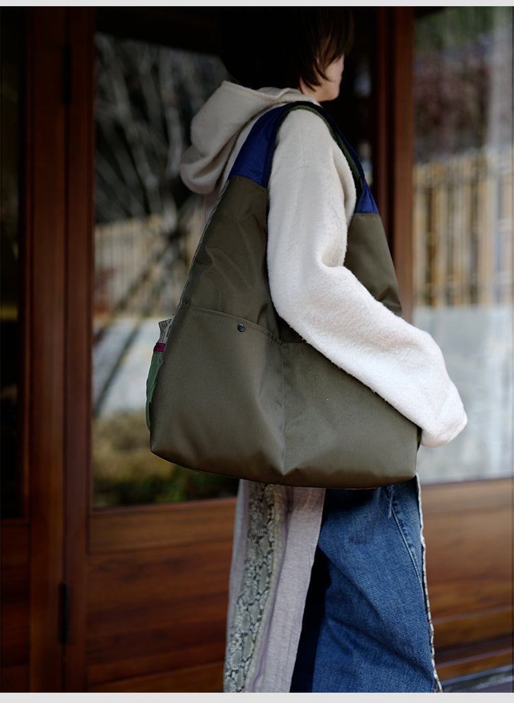 Original 2025 Spring New Retro Patchwork Design Single Shoulder Handbag Large Capacity Commuter Bag