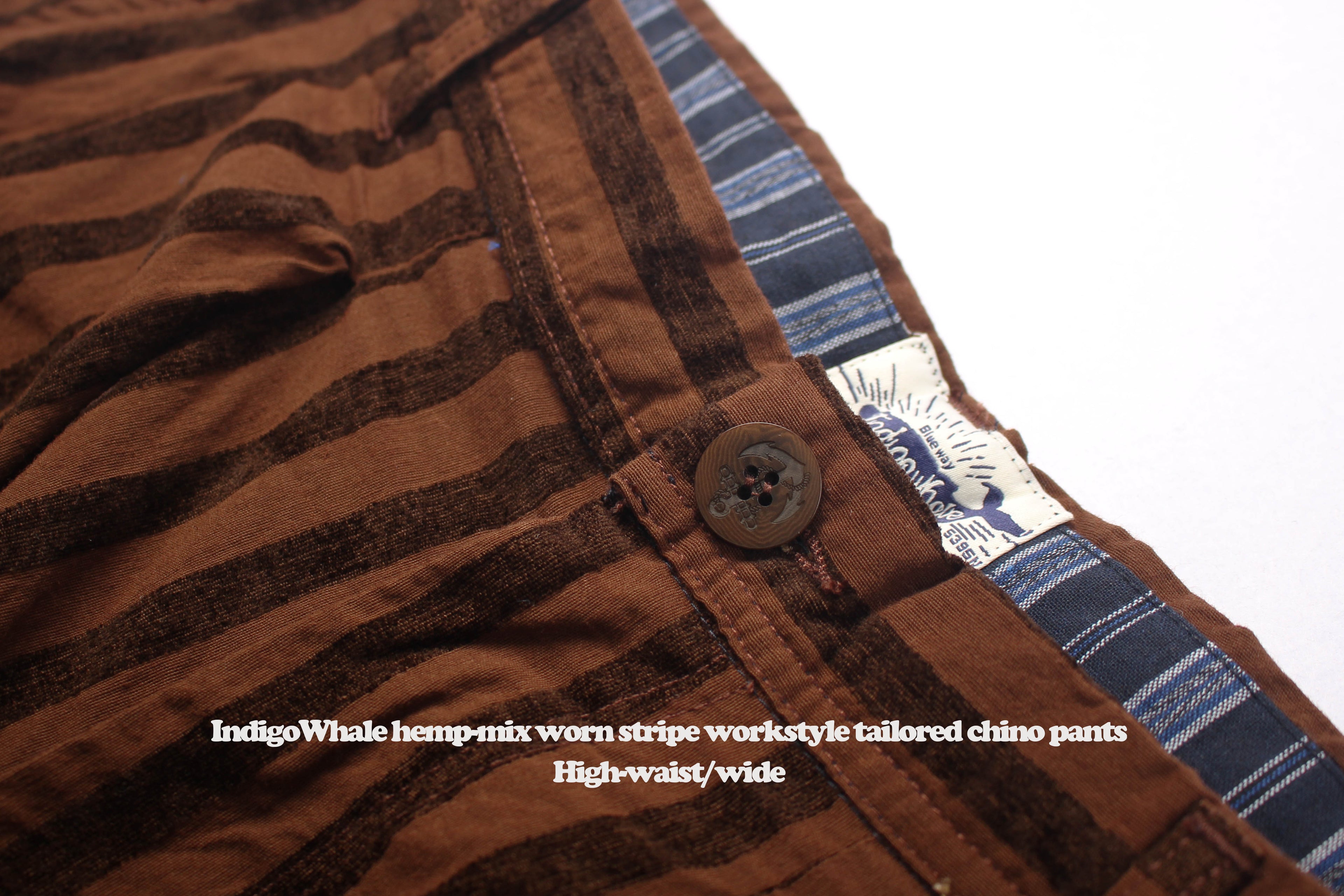 Vintage Flocked Striped Workwear Style Loose Wide-Leg Tapered High-Waist Chino Casual Pants