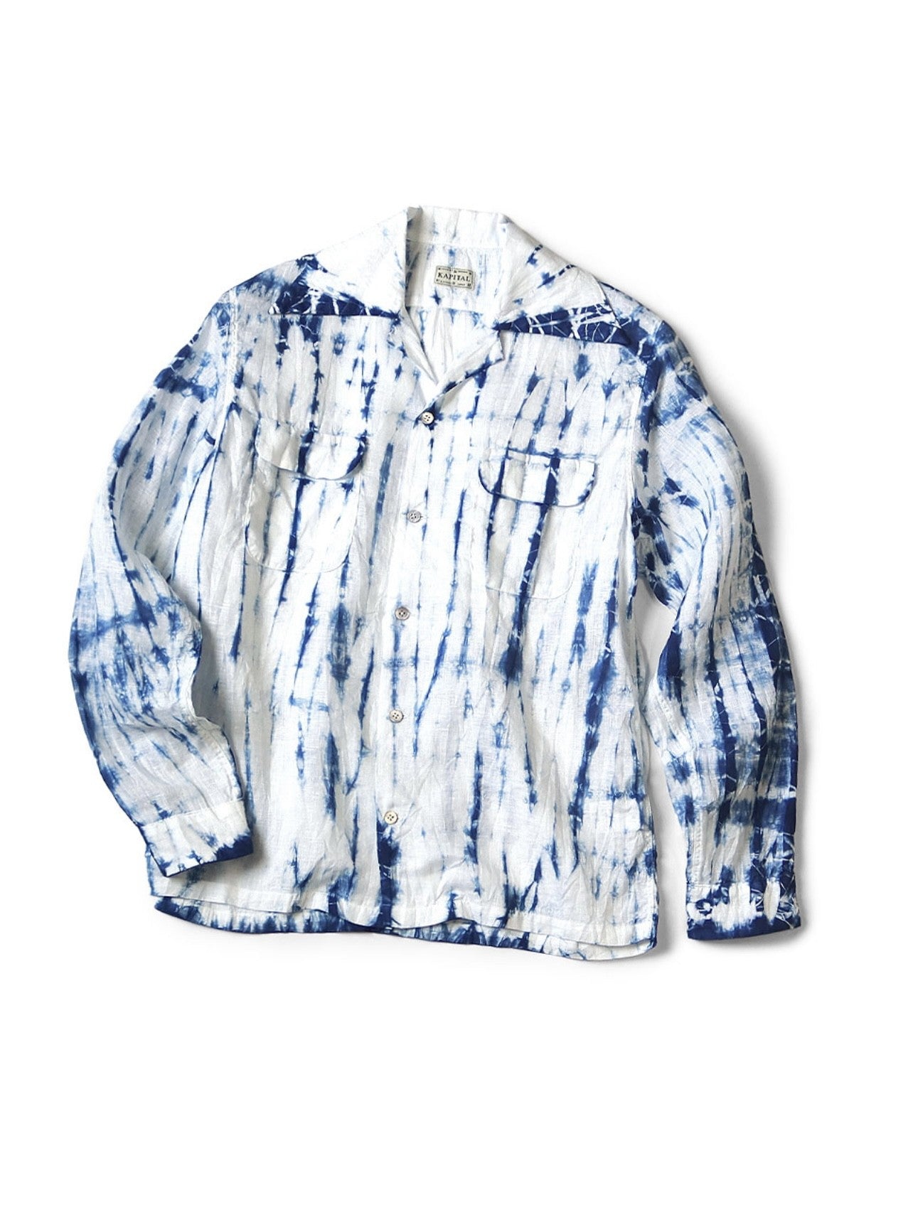 Kapital 25AW Kazuhiro Hirata Cotton-Linen Tie-Dye Pleated Shirt – Loose, Turn-Down Collar, Japanese Style