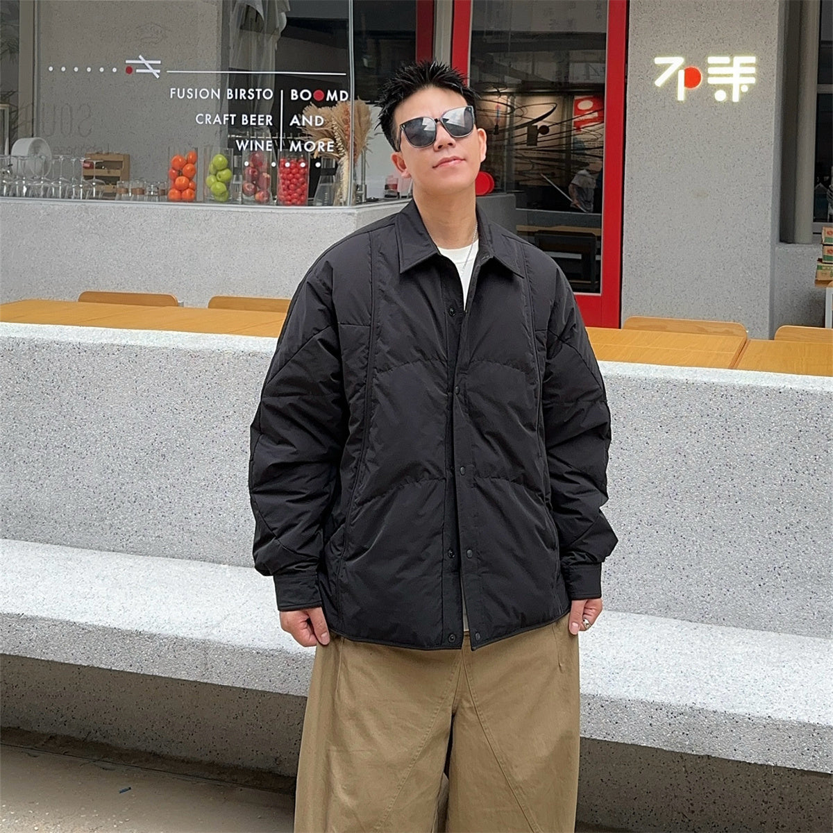 Men's 2025 Japanese Trendy Down Jacket - Solid Color Lapel Lightweight Loose Casual Youth Versatile Coat