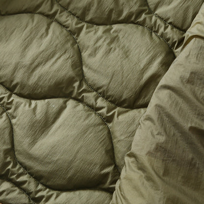 Collarless Down Jacket – Wave Quilting & Snap Front