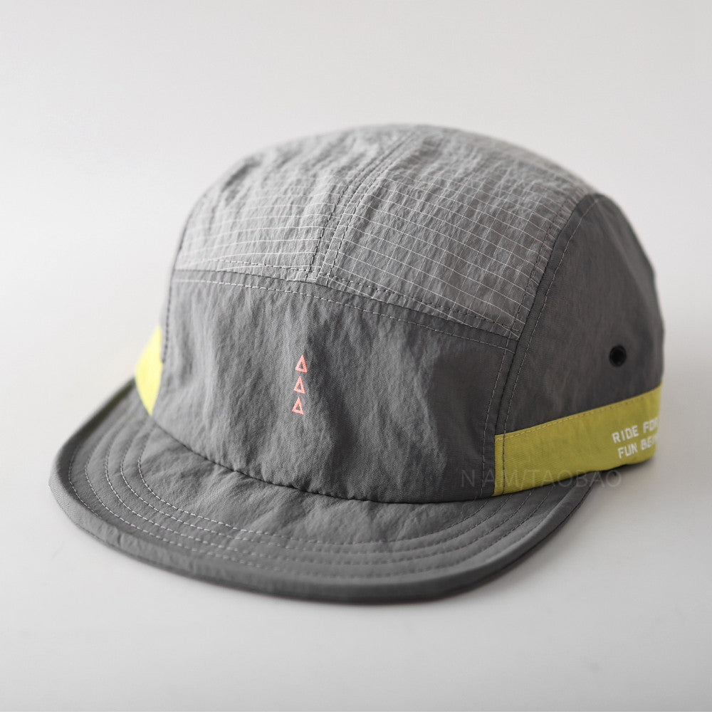 Quick-Dry Color-Block Short Brim Cap – Letter Print Sporty Unisex – cap | japanese streetwear | vintage workwear | unisex | Yamalinclothes