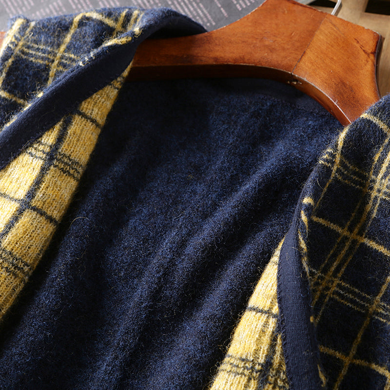 Heavy goods Italian order! Mohair + wool autumn and winter men's knitted cardigan sweater vest
