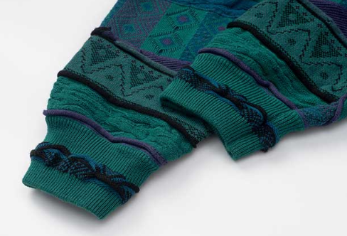 Medria Limited Edition Couple Sweater - 2022 Retro Blue-Green Bitter Melon Stripe Pullover