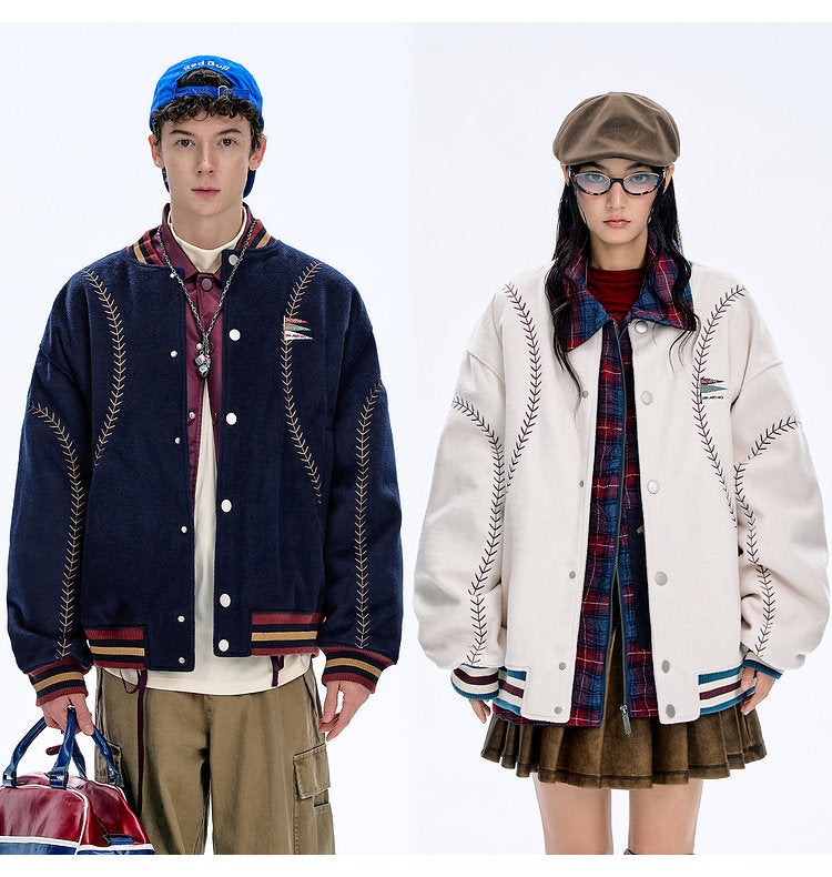 BJHG Quilted Baseball Jacket - American Style Color-Block Winter Coat (Unisex)