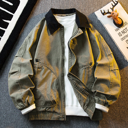 Vintage Washed Detroit Shooting Jacket – Pure Cotton Unisex Spring Autumn