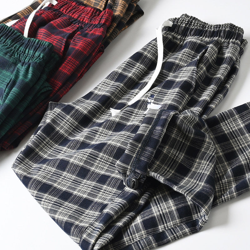 Japanese style retro plaid casual pants, spring/summer thin plaid straight leg tapered harem pants/sports pants – Japanese vintage | yamalin clothes | Yamalinclothes
